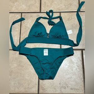 Kona Sol bikini swim suit 2 piece set top-small & bottoms-medium teal
